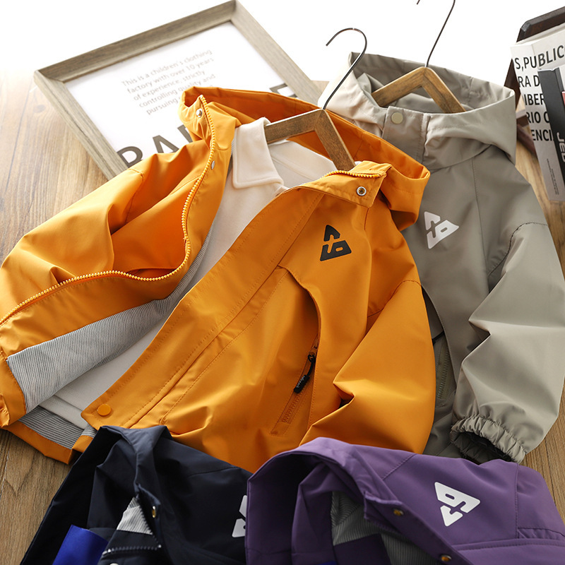 Boys' Spring Jacket with Hood and Zipper, Stylish Casual Sportswear for Little Boys, Spring and Autumn Windbreaker