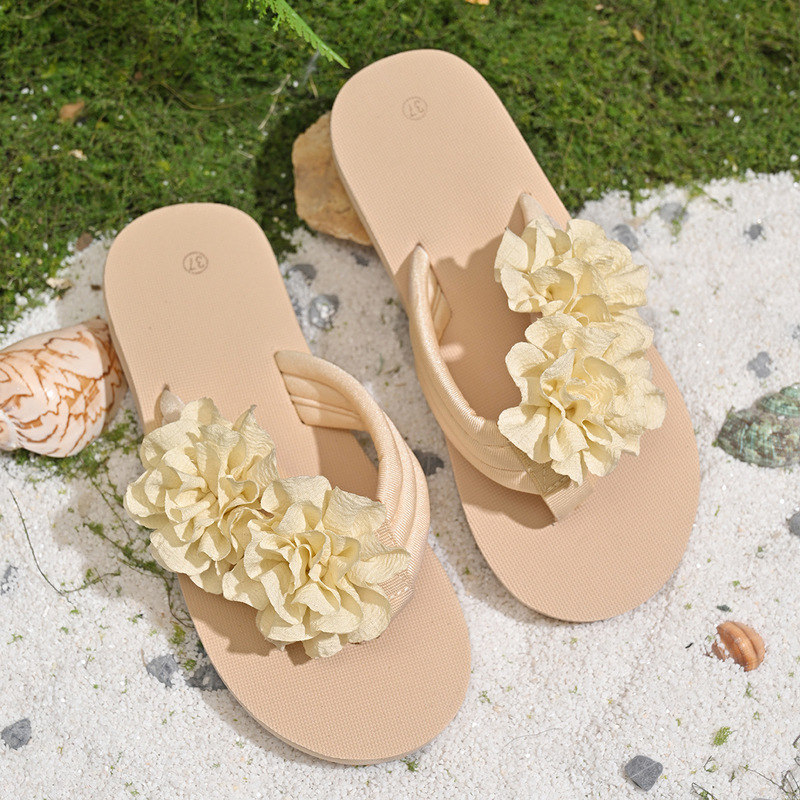 Outer Wear Thick Bottom Slippers Women's 2025 New Velcro Platform Bottom Beach Sandals Summer Internet Celebrity Fashion Sunflower