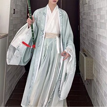 古风汉舞唐【小竹叶】印花交领汉元素男女套装三件套大袖衫套装