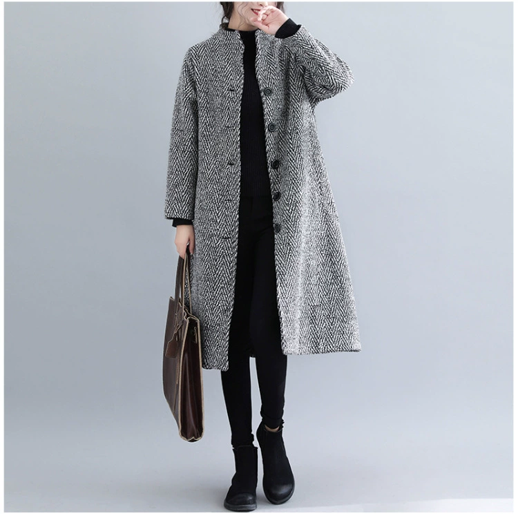 Демисезонный шерстяной тренч, кардиган, куртка, для женщин plus size, коллекция 2021 года, корейский стиль