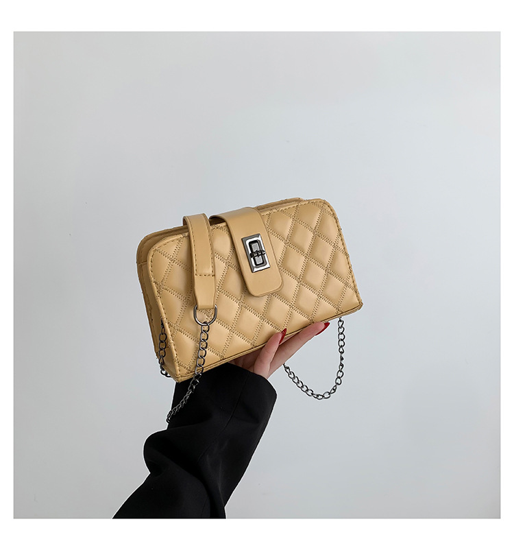 Women's Medium Pu Leather Argyle Streetwear Lock Clasp Shoulder Bag display picture 10