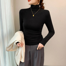 一件代发高领打底衫女秋冬罗纹长袖新款内搭洋气修身显瘦打底上衣