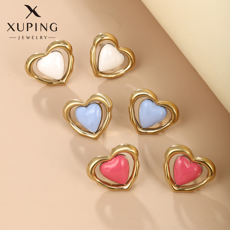 Xuping joyas accesorios de dopamina de color de verano personalidad pendientes de nicho de alta calidad pendientes de acero inoxidable