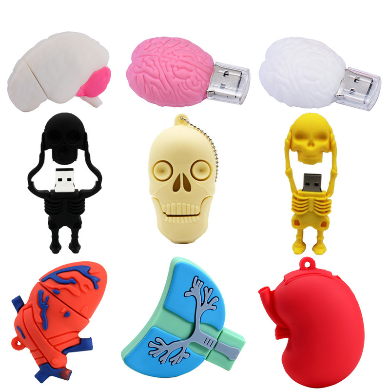 Cartoon funny Halloween USB flash drive 64GB spoof gift for friends USB flash drive skull organ toy USB flash drive
