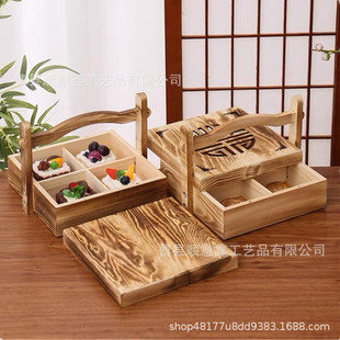 Wooden Satchel Mid-Autumn Mooncake Gift Wooden Box Chinese Pastry Snack Packaging Box Household Snack Snack Box