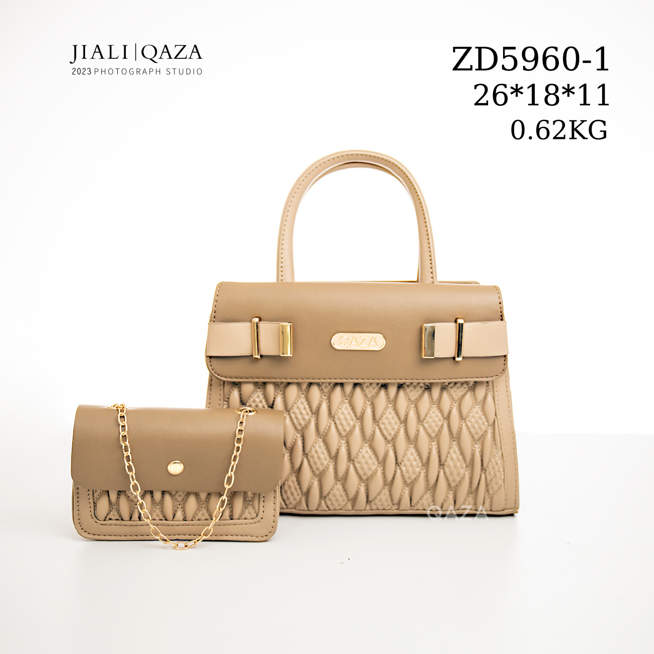 QAZA transfronterizo de gran capacidad bolso de mano para las mujeres 2023 nueva moda de cuero PU bolso de las mujeres de dos piezas conjunto