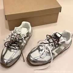 阿miu真皮复古银色530联名款德训鞋女25款运动阿甘鞋情侣款休闲鞋