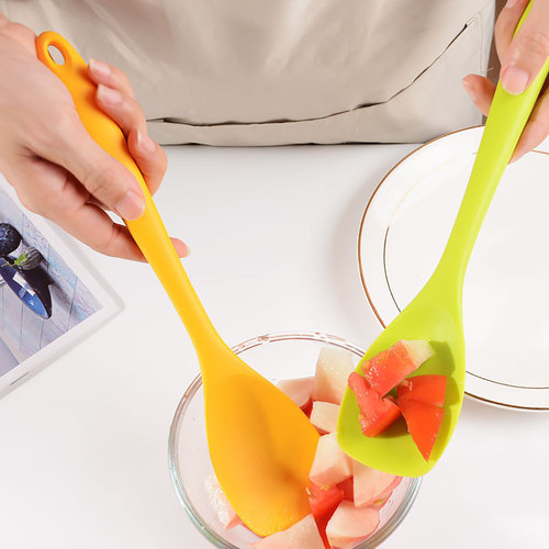 Silicone flat head spatula large salad duck tongue more integrated all-inclusive butter and cream soup spoon non-stick pan spatula silicone kitchenware