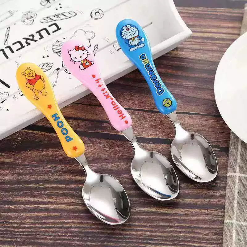 Мультяшная нержавеющая сталь утолщение ложка овальная ложка рисовая ложка детская тренировка Корейская ложка портативная маленькая ложка посуда