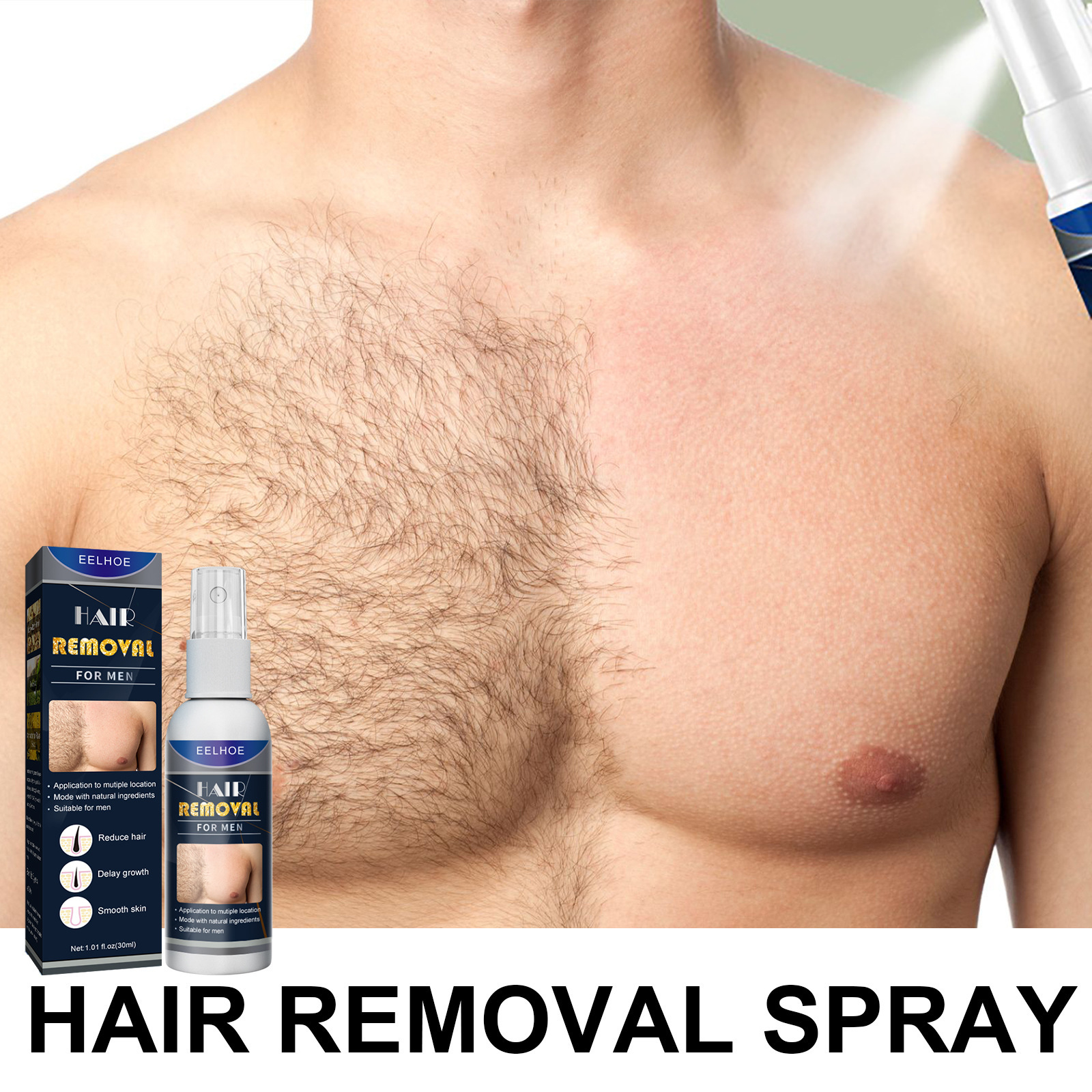 Eelhoe Hair Removal Spray Underarm Private Parts Quick Hair Removal Gentle Hair Removal Spray Mild Refreshing and Non-Irritating