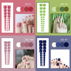 [Strip Pack] Toenail Glossy Nail Patch Fake Nail Finished Products 24 Pieces Wearable Manicure Tools Nails Wholesale