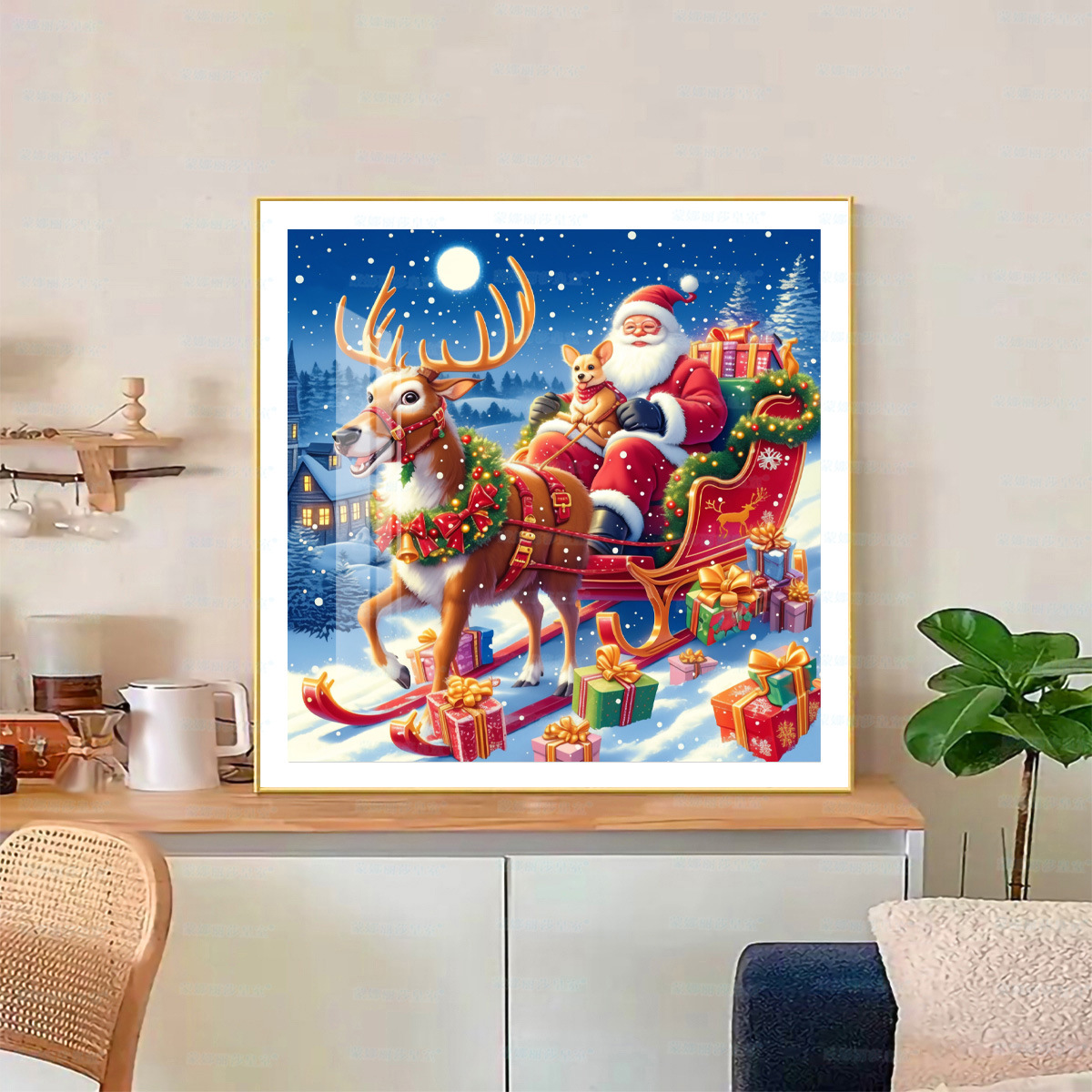 Mona Lisa Real Santa Claus regalo de bordado cruzado nuevo moderno paisaje de nieve estilo europeo hermoso bordado a mano de ensueño image 3