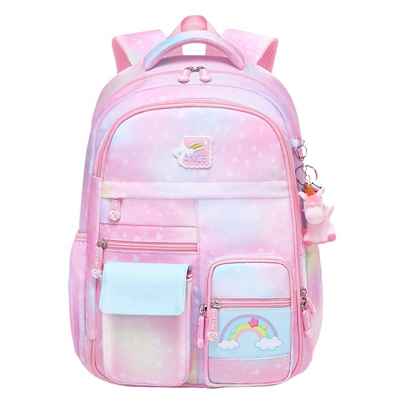 Mochilas escolares nuevas para niñas del año 2025, mochilas dulces y lindas con degradado para grados 1-3-6, gran capacidad y reducción de carga.