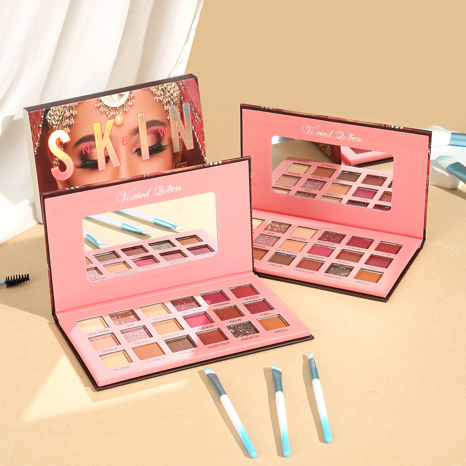 Aliexpress nuevos productos fáciles de colorear la bandeja de sombra de ojos 18 colores perlados matte multicolor bandeja de sombra de ojos gran color bandeja de reparación