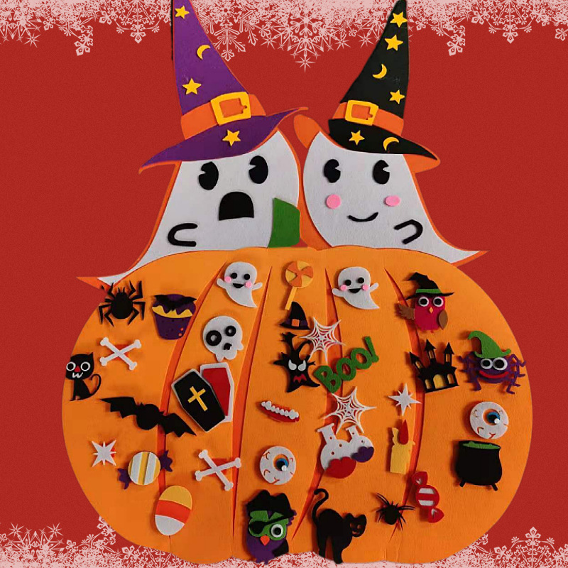 Cruzar la frontera de fieltro Halloween calabaza fiesta decoración vacaciones calabaza colgante decoración niños Halloween calabaza
