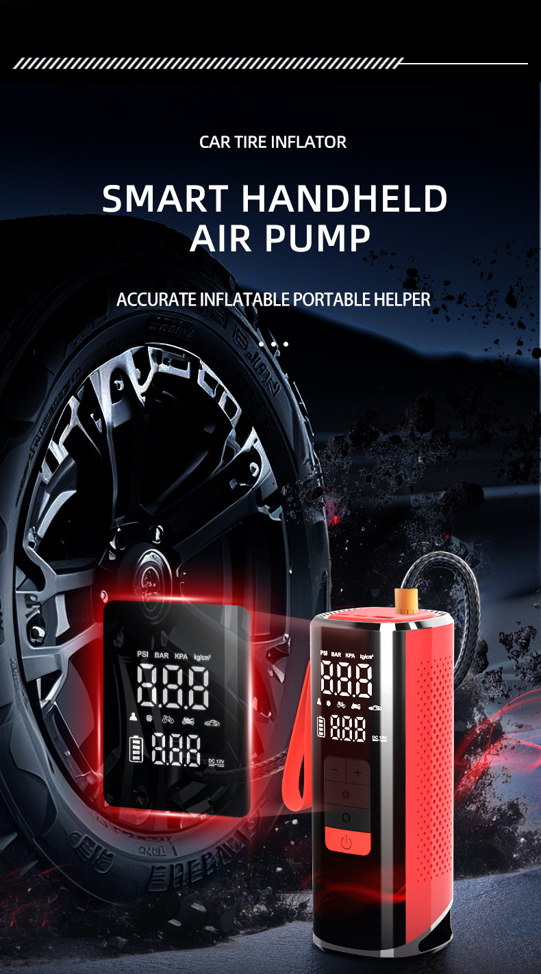 Customized 25-cylinder car air pump with automatic charging and shut-off, smart wireless portable tire, ball, and kayak inflator