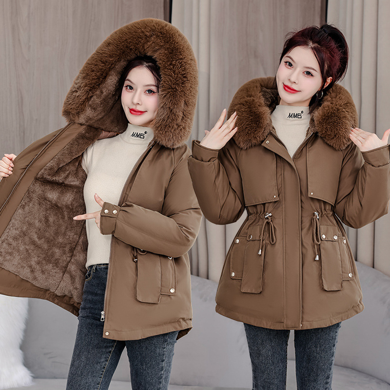 Algodón para mujeres mediana y larga en 2025 nuevo estilo de terciopelo para superar la chaqueta de algodón coreana suelta chaqueta de invierno image 2