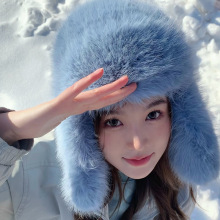 长毛绒雷锋帽女冬季加厚保暖护耳帽子男东北雪乡仿貂毛帽跨境外贸