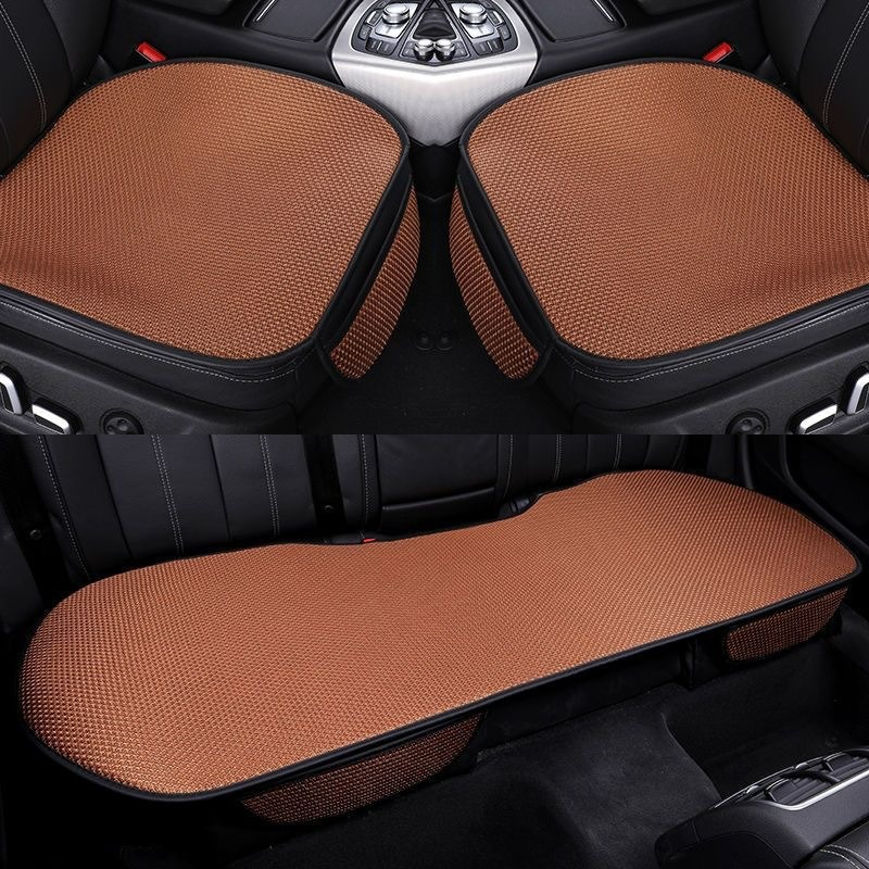 Ice Silk Seat Cushion for Car, Breathable and Cool, Suitable for All Seasons, Half-Cover Simple Three-Piece Set, Ice Silk Seat Pad