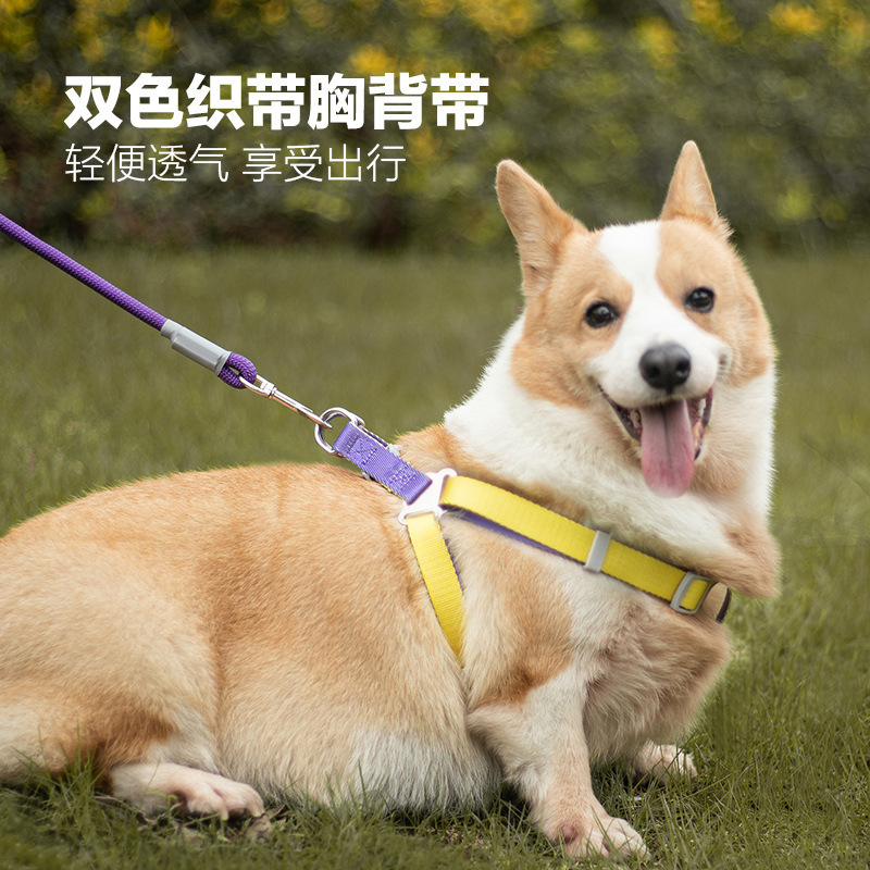 Cuerda de tracción para perros Cuerda p a prueba de explosiones Cuerda ajustable de dos colores Cuerda para pasear perros Pecho y espalda para perros Productos para mascotas transfronterizos al por mayor