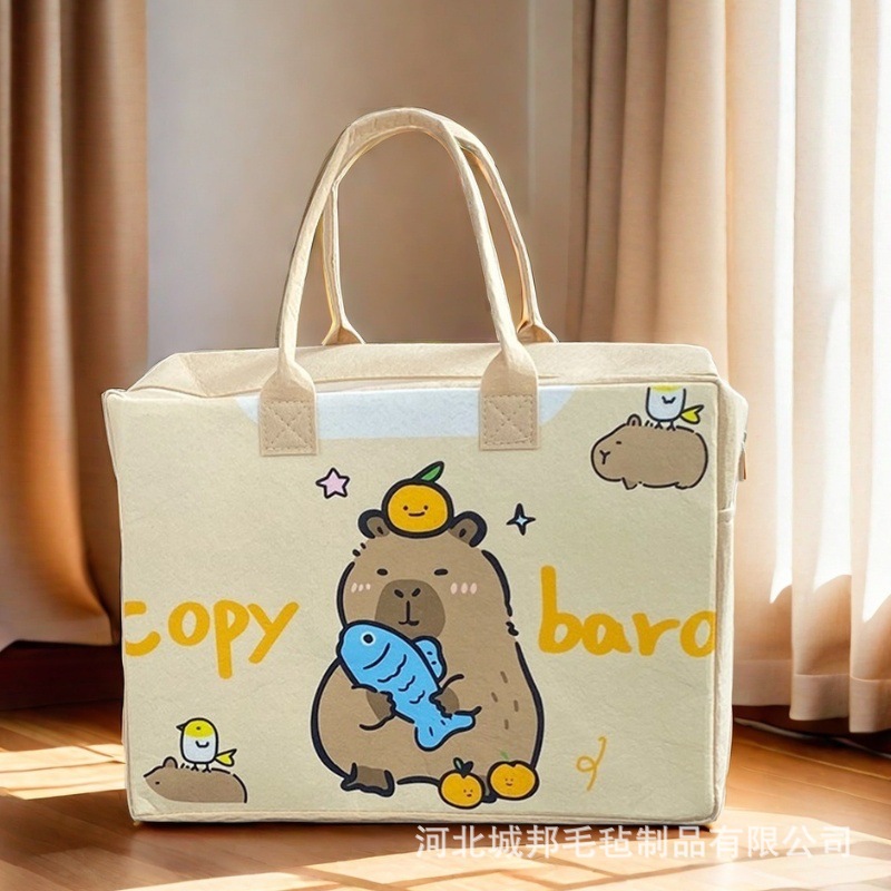 Nueva bolsa de viaje de dibujos animados plegable bolsa de almacenamiento de gran capacidad hermosa bolsa de equipaje de fieltro se puede ajustar la barra de tracción bolsa de espera