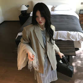现货2026秋季韩系新款气质高级感宽松显瘦休闲小西服西装外套女