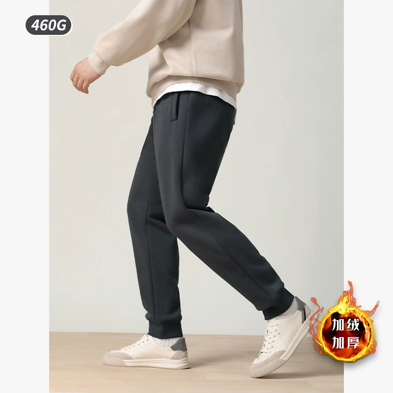 Мужские брюки на флисовой подкладке с карманами на молнии, утолщенные, 460 г, новинка зимы 2025, свободные повседневные мужские брюки из тонкого флиса