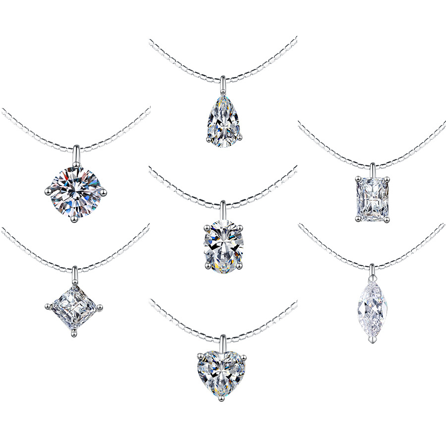 Xiaohongshu Ins Popular S925 Silver Pendant Moissanite Clavicle Chain Detachable Korean Necklace Necklace for Women Wholesale