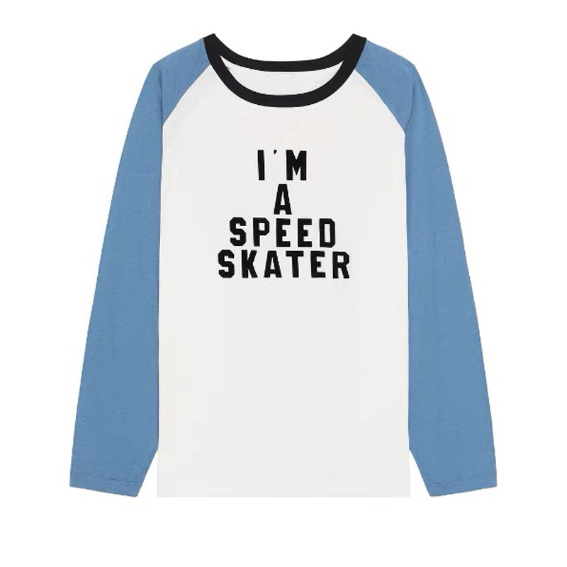 HOUSE25 Xia Xin 英国レトロレタープリントコントラストカラーラウンドネック野球長袖Tシャツ男性と女性用|undefined