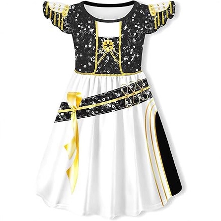 恶魔猎人公主女孩梦幻礼服荷叶边袖公主裙服装连衣裙童装公主裙