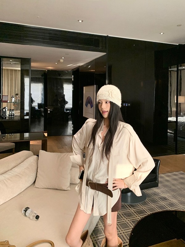 设计感飘带宽松长袖衬衫女装2025秋季新款小众宽松显瘦中长款上衣|undefined