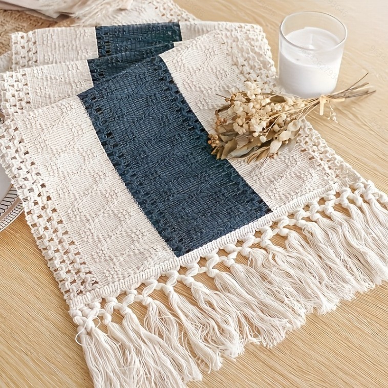 MX 0.25kg 측면 면사 중간 회색 린넨 블루 매듭 술