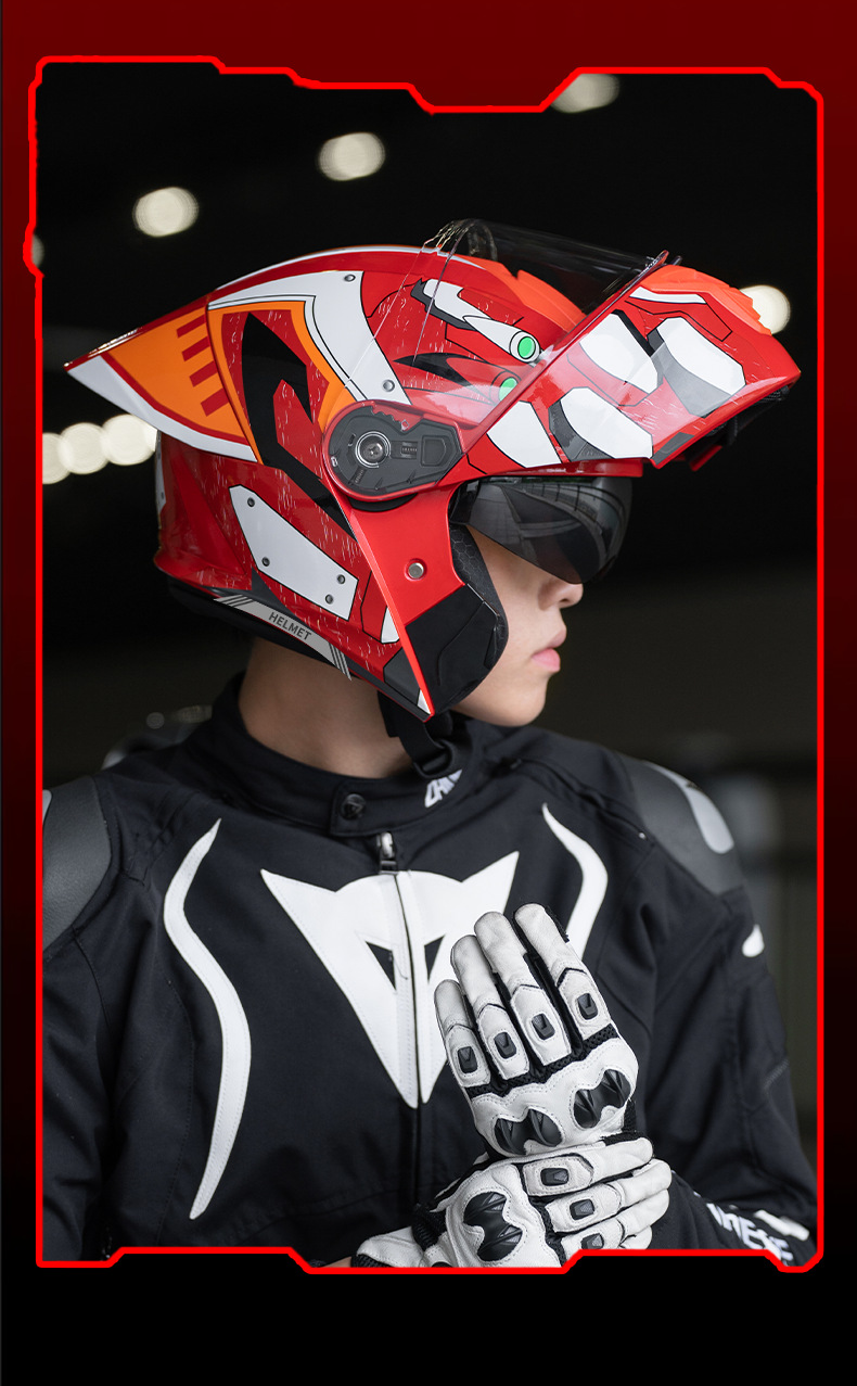 3C/DOT Motorcycle Open-Face Helmet for Women, Warm Winter Full-Face Helmet, Motorcycle Helmet for Men, All-Season Safety Helmet