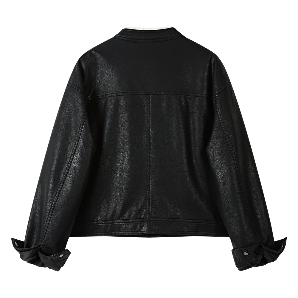 Retro polyurethane winter fleece jacket, American style