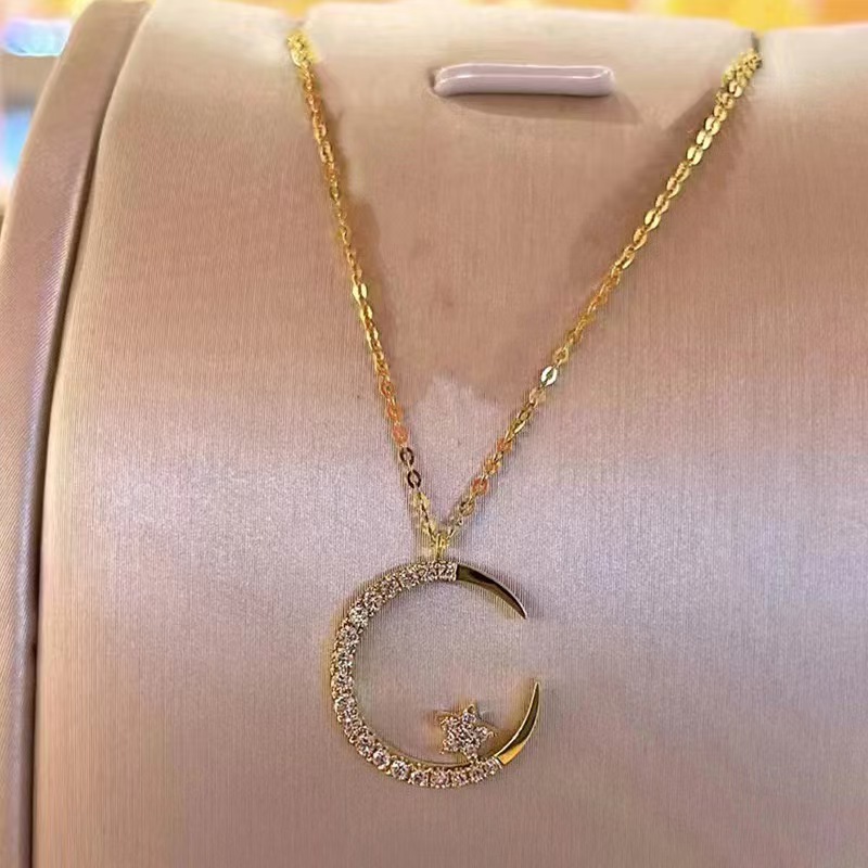 Exquisites Stern Und Mond Collier Mit Kristallen Für Damen Lang_voghion.com