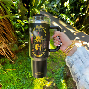 Cross-Border Big Ice Cup High-Looking 304 Stainless Steel Double Drink Thermos Cup Girls Commuting Portable Handle Car Cup