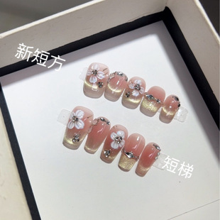 [Petal Moon Shadow] Large Flower Manicure, Handmade Wearable Manicure, Fashionable Whitening and Elegant Manicure Patches Wholesale