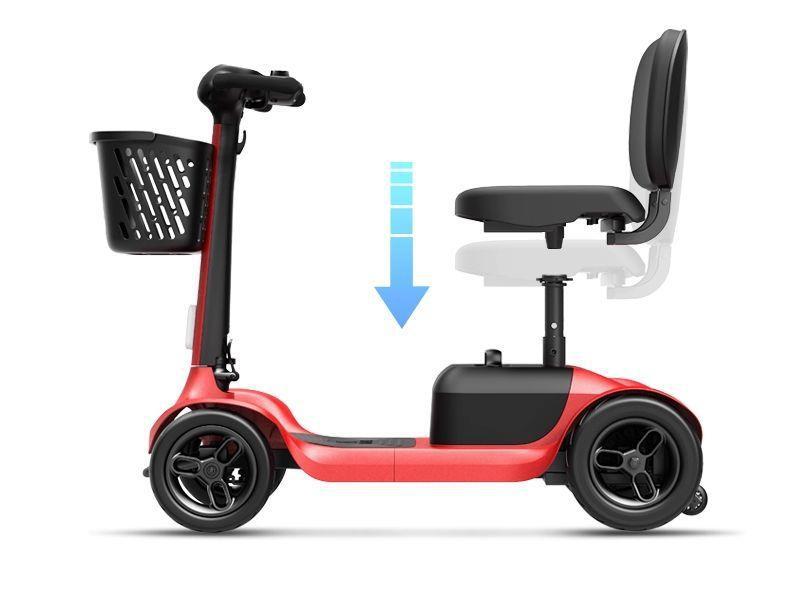 Elderly Mobility Scooter, Four-Wheeled Electric Vehicle for Seniors, Two-Seater Electric Scooter, Foldable for Picking up and Dropping Off Children