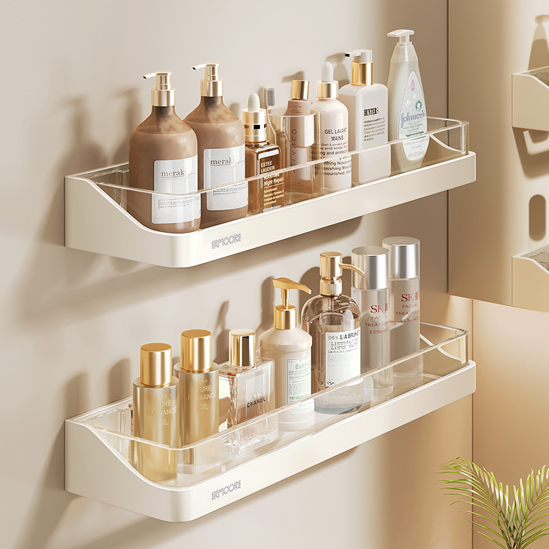 Cream Style Bathroom Storage Rack High-End Punch-Free Wall Storage Box Bathroom Wall-Mounted Wall Storage Rack