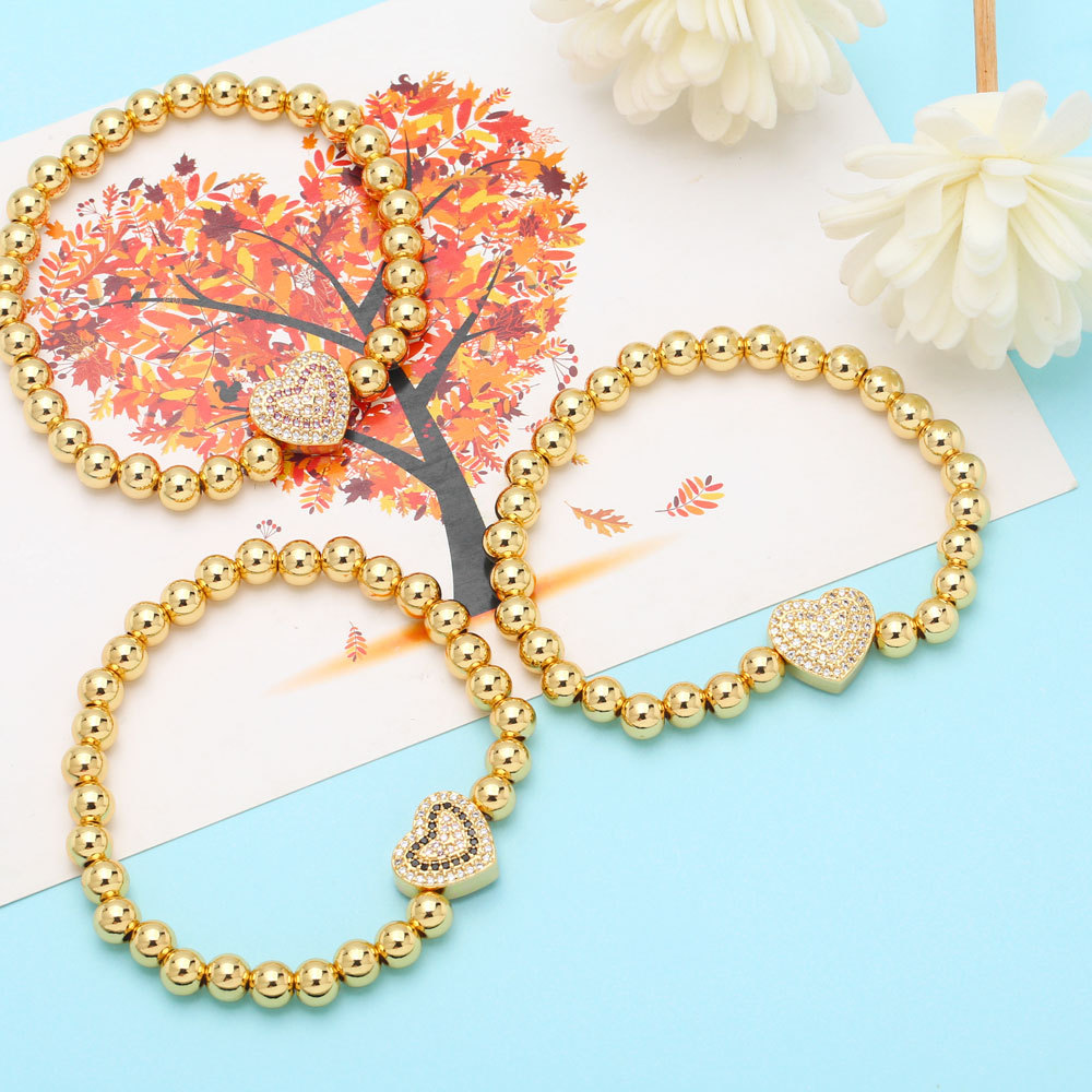 Fashion Copper Heart shape Bracelet Daily Zircon Copper Bracelets