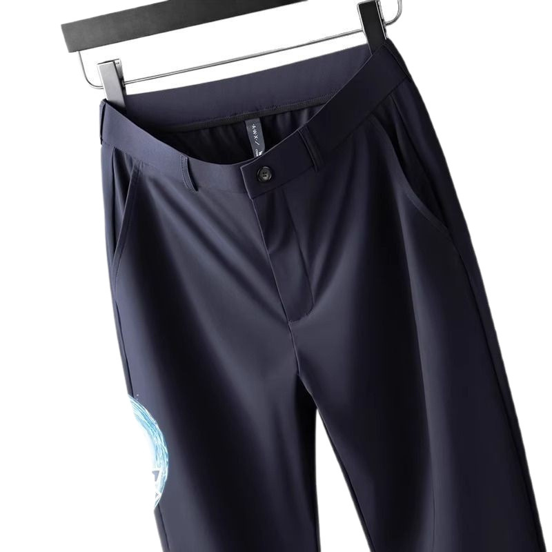 Pantalones de hombre de pelo liso de fábrica, pantalones largos casuales de hombre de color sólido de nuevo estilo de verano, pantalones de negocios, rectos sueltos, papá a través