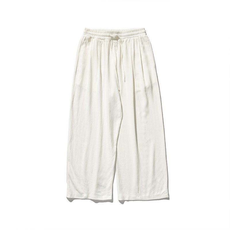 Pantalones de lino Pantalones de hombre Pantalones anchos rectos sueltos de estilo chino Pantalones deportivos casuales de algodón y lino de verano para hombres