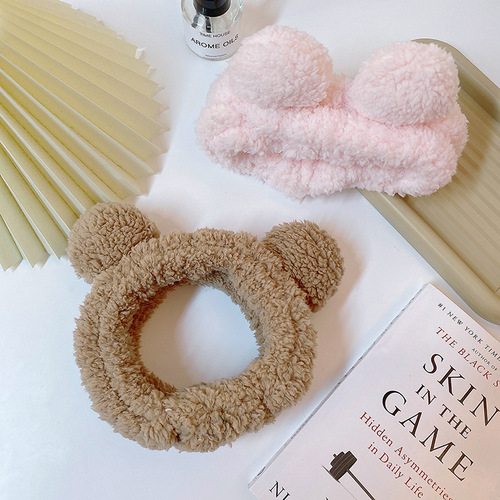 Original Design Cotton Fluffy Cute Round Ear Headband Facial Cleansing Makeup Little Bear Ear Headband Fluffy Hair Accessory