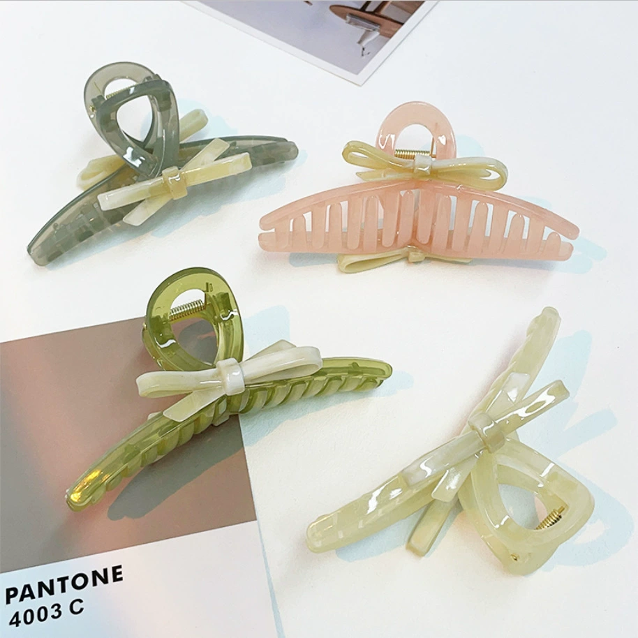 Big hairgrip, universal crab pin with bow, base shark, hair accessory, high-quality style