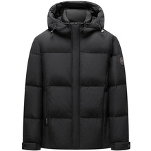 2025新款男士连帽厚款245克高绒量90白鸭绒羽绒服（带质检报告）