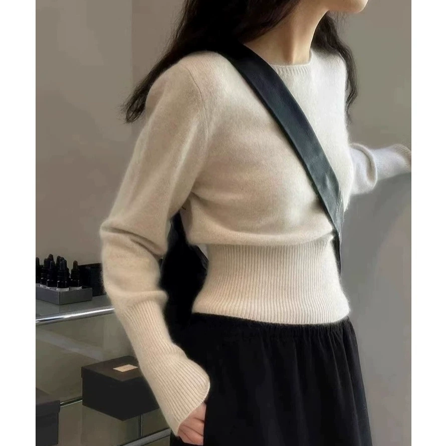 Трикотаж с высокой талией и воротником с шерстью