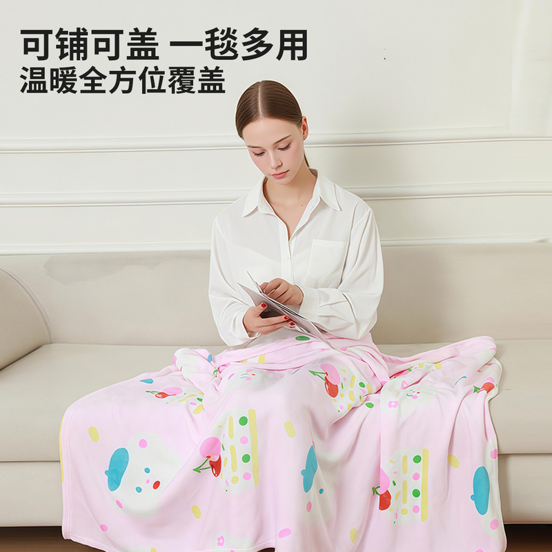 卡通法兰绒印花休闲毯沙发盖腿毯子办公室午睡空调毯披肩车载盖毯|undefined