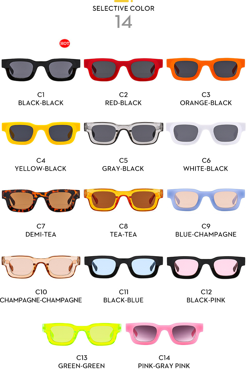 Small Frame Concave Square Hip Hop Punk Sunglasses For Cycling_voghion.com