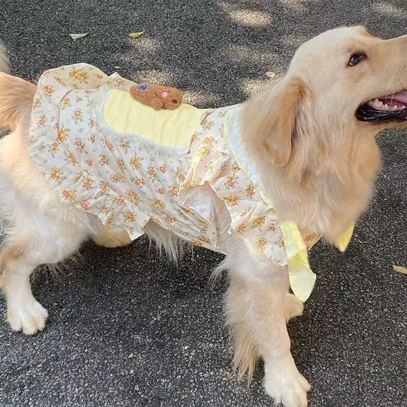 ペット犬服ゴールデンレトリバーラブラドールサモエドボーダーコリー中型犬大型犬超かわいい花柄服|undefined
