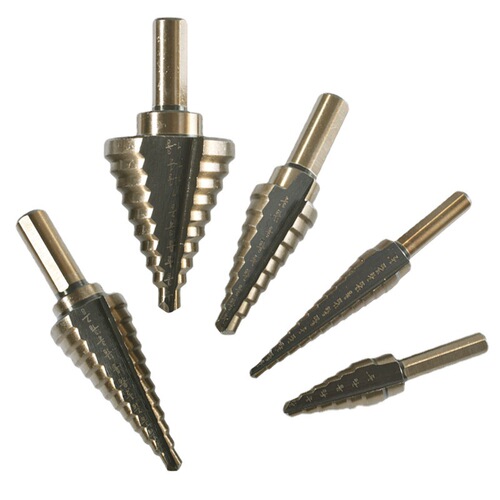 Cross-border 5pcs British black and yellow step drill hand electric drill punching tool set step drill multi-function pagoda drill bit